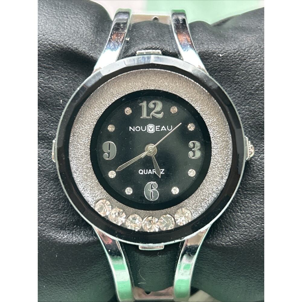 Nouveau Black And Silver Women’s Cuff Watch